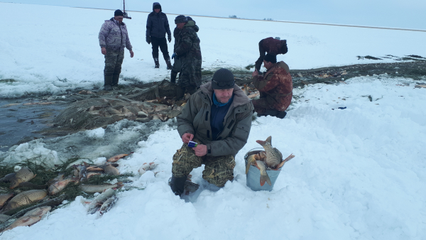 Наблюдения за состоянием зимовки рыб и зимним промыслом на оз. Сартлан Новосибирской области, март 2021 г.